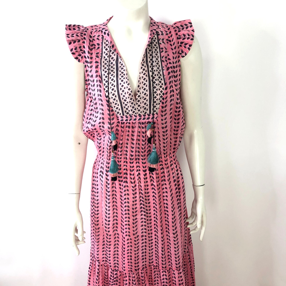 Bell By Alicia Bell Small A-Line Cotton Silk Maxi Dress Pink PLS READ STAIN